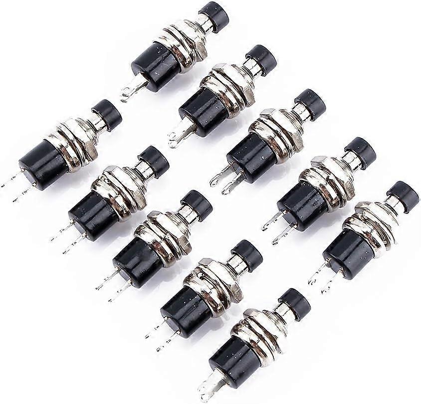 10Pcs Mini Push Button Switch Automotive Momentary On/Off Switch Black