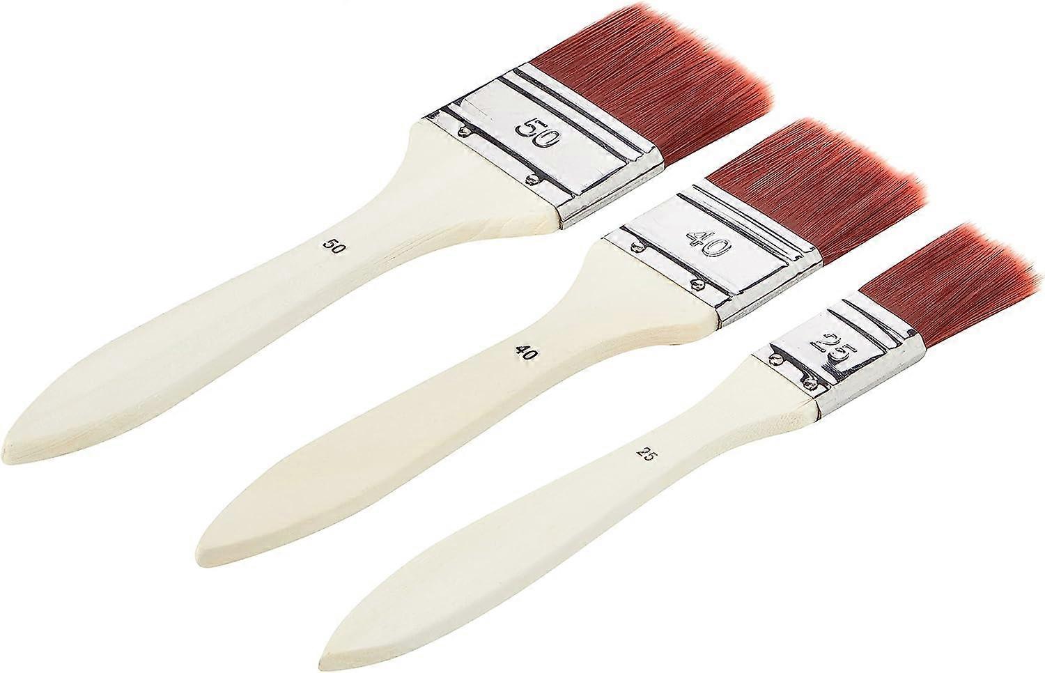 Set of 3 Long Handle Paint Brushes - Brown