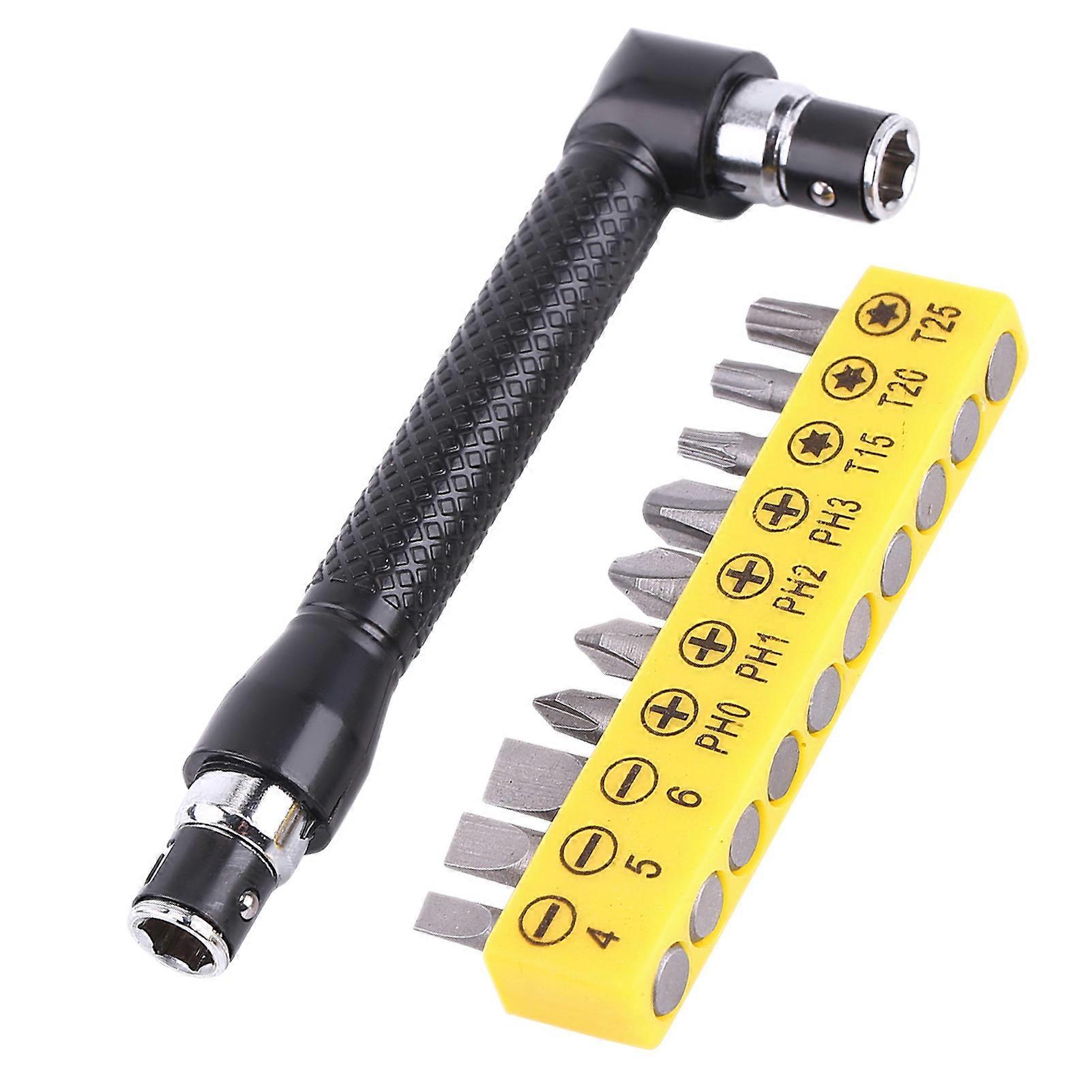 1/4 Inch Hex Socket Wrench Double Head with Various Screwdriver Bits - L Shape Hand Tool