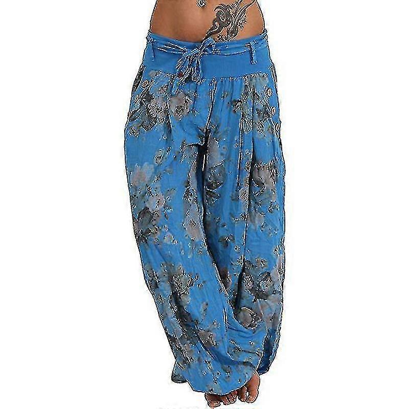 Damer Boho Blommiga Harem Byxor Baggy Aladdin Gypsy Hippie Byxor Underdelar