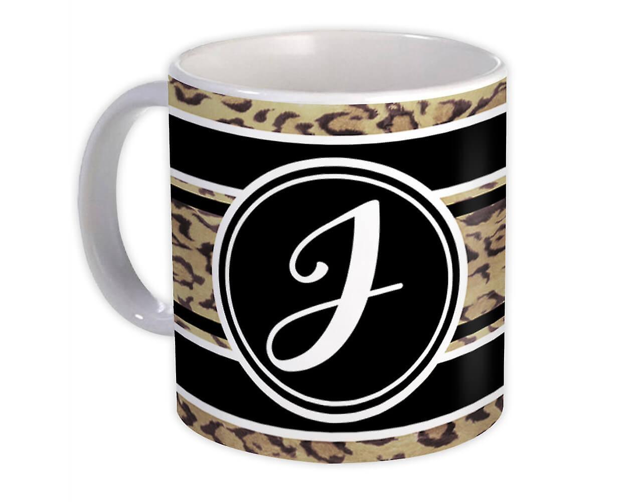 Gift Mug: Monogram Letter J Cheetah