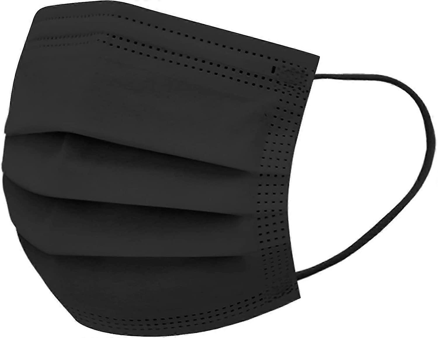 Disposable Kids Mask, Black Disposable Face Shield, 3 Layers Thickened Filtered Air, One Time Use, Non-woven Fabric + Meltblown Fabric