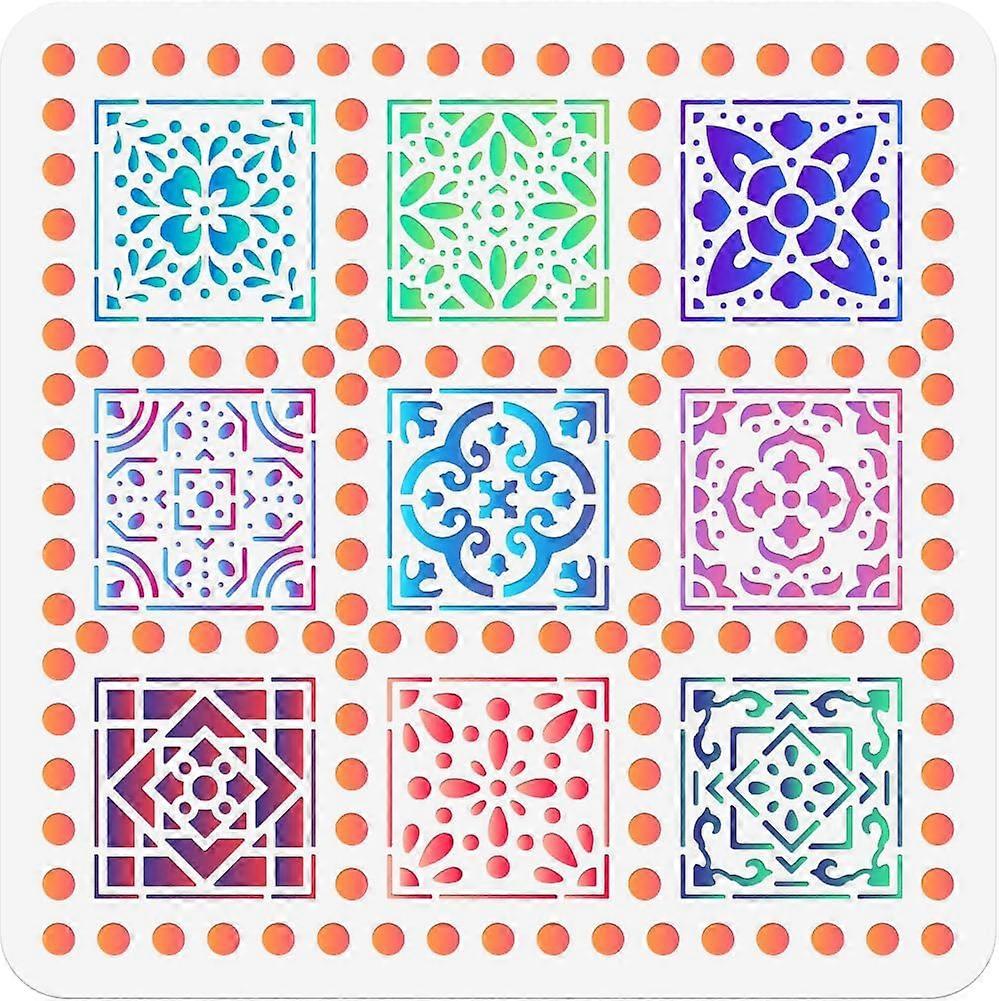 Checkerboard Pattern Painting Stencil 11.81x11.81 Inch Reusable DIY Art and Craft Stencils Hollow Out Drawing Painting Template for Painting on Wood F