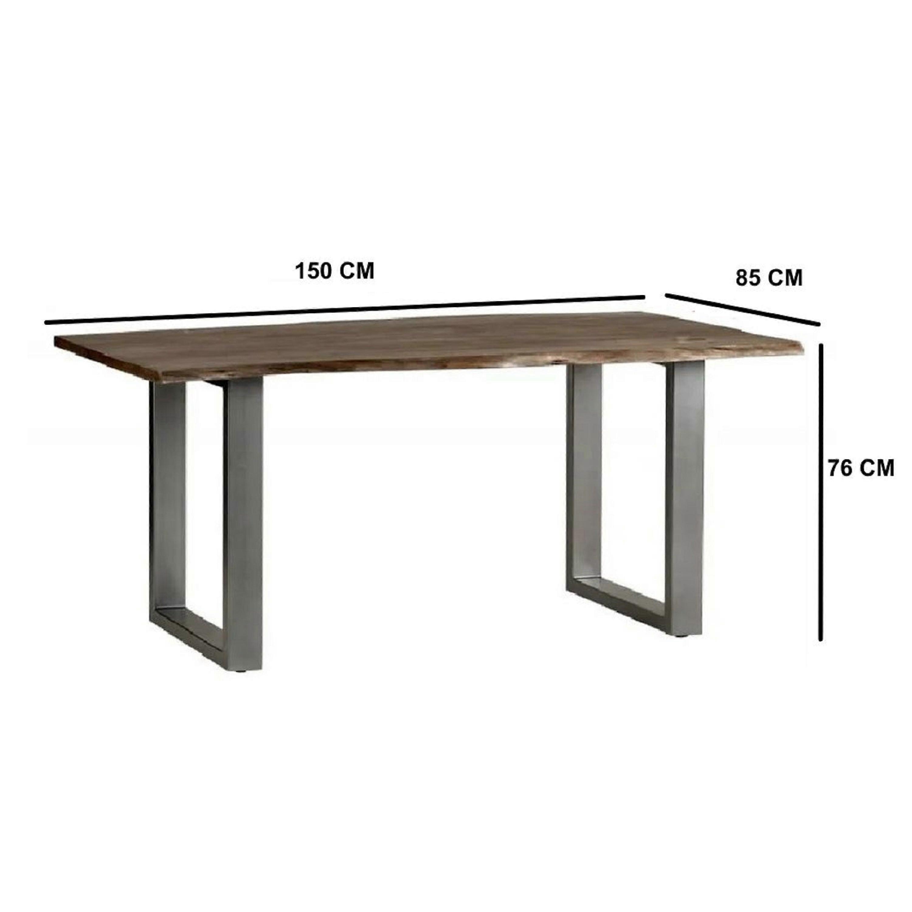 Lilah Live Edge Medium Sized Dining Table 1.5m Wood & Metal