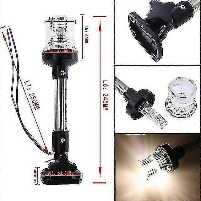 12-calowe składane światło nawigacyjne LED do kotwicy rufy jachtu 12-24v 25 cm Marine Boat Sailing Signal Light