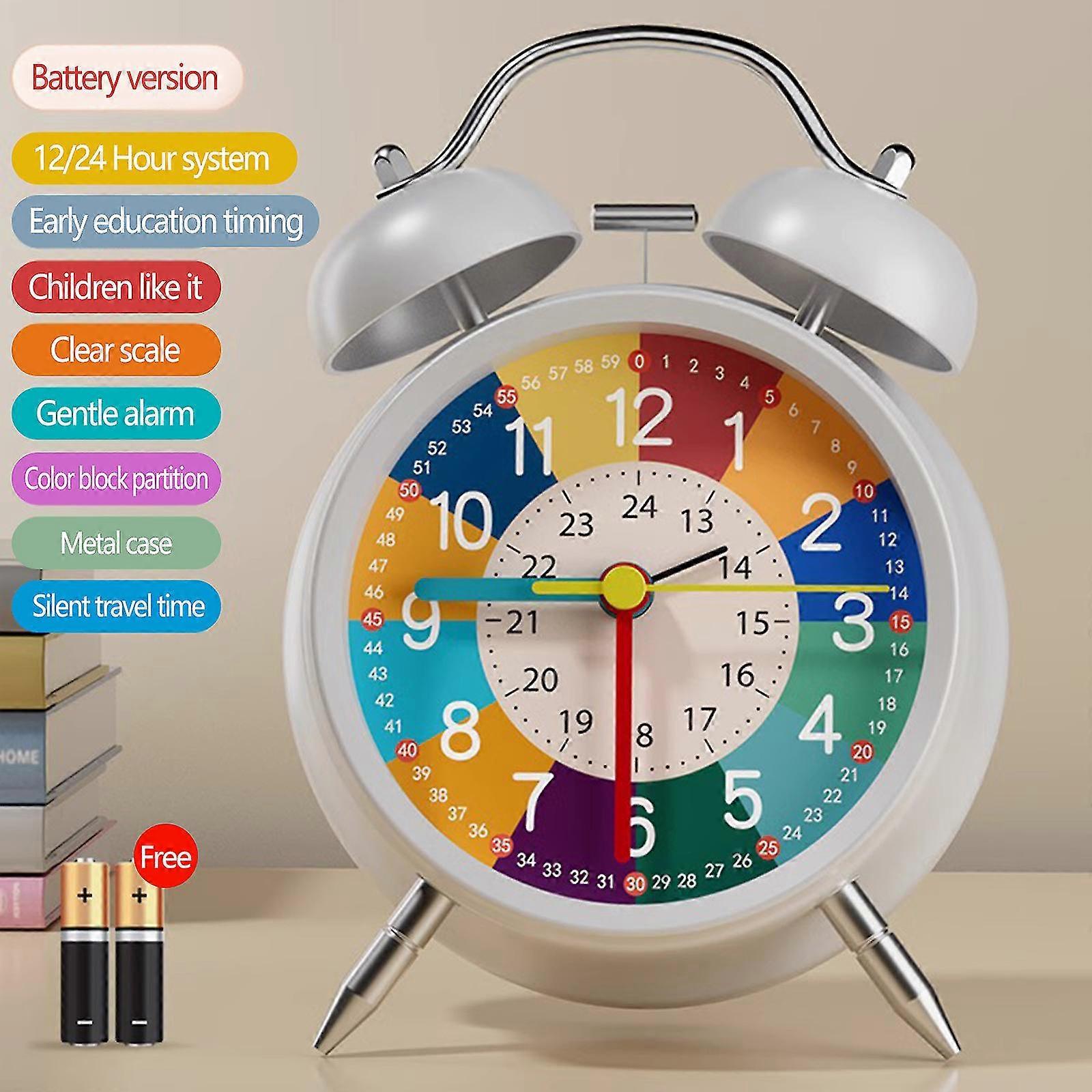 Children's Alarm Clock, Analogue Alarm Clock, No Ticking, Learning Alarm Clock, Children's Quartz Alarm Clock Xixi