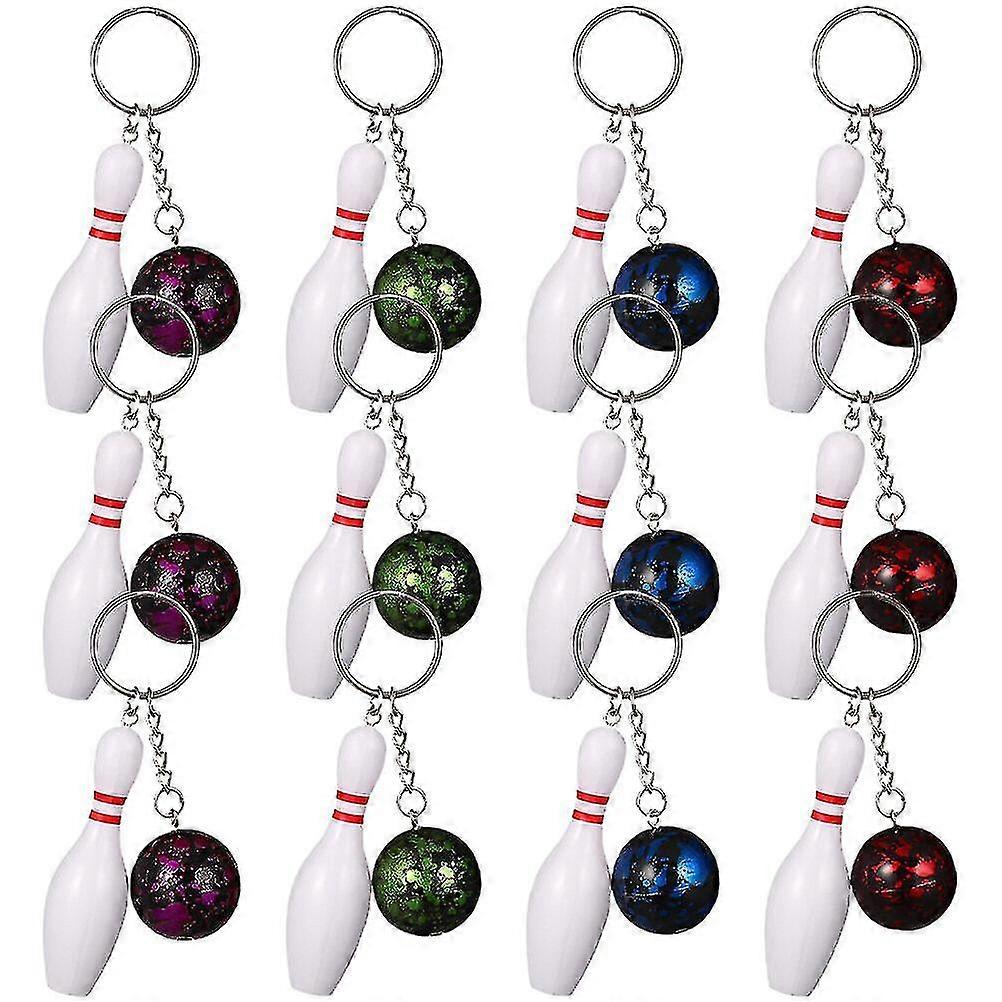 12pcs Decorative Bowling Keychains Bag Backpack Hanging Keychains Decors Small Bowling Keychains