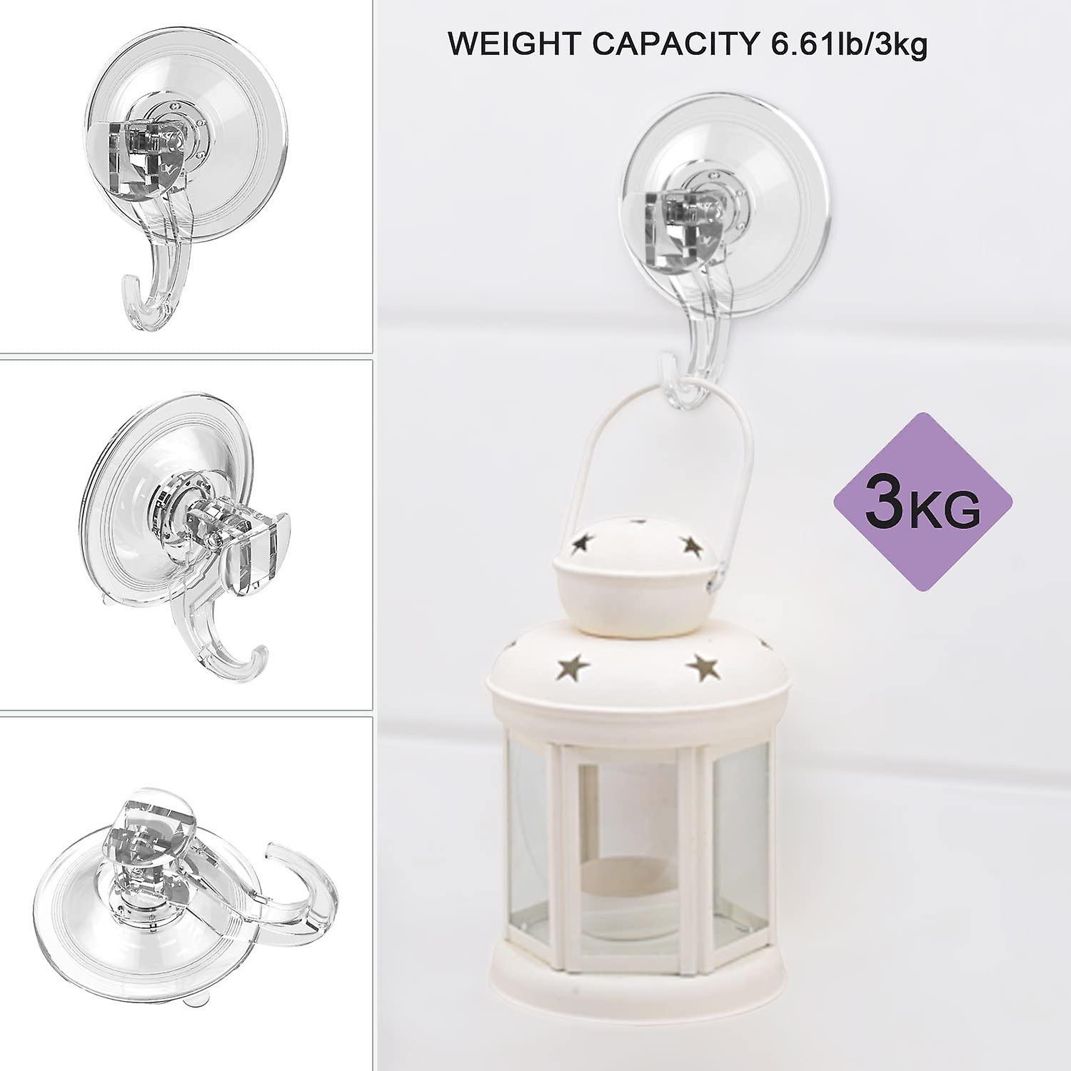 Suction Cup Hooks 6 Pack, 2.76 x 3.54 x 1.57 inch, 10 LBS Max Load Clear Shower Suction Cups, Strong and Reusable Heavy Duty Wall Holder, for