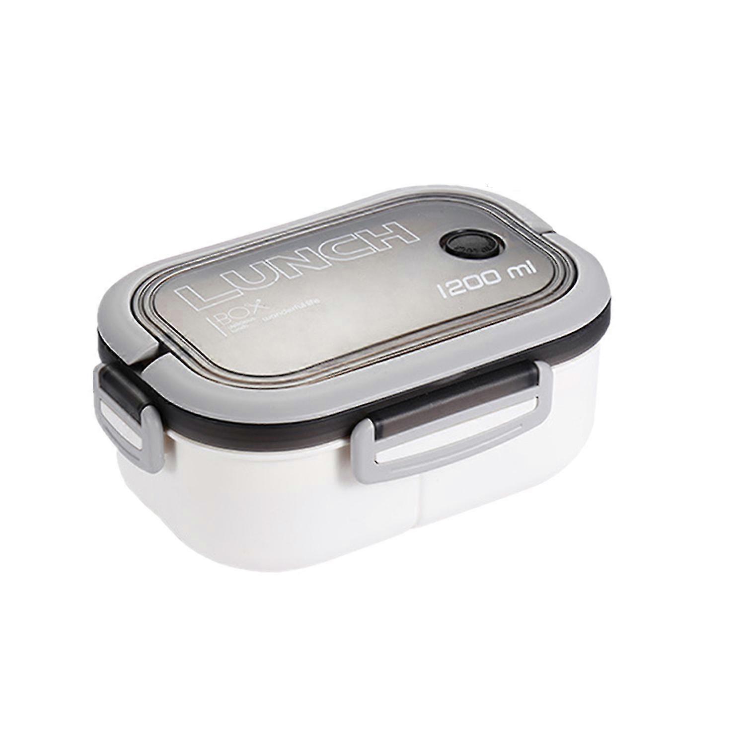 Portable Hermetic Lunch Box 2 Layer Grid Bento Box With Fork Spoon Students