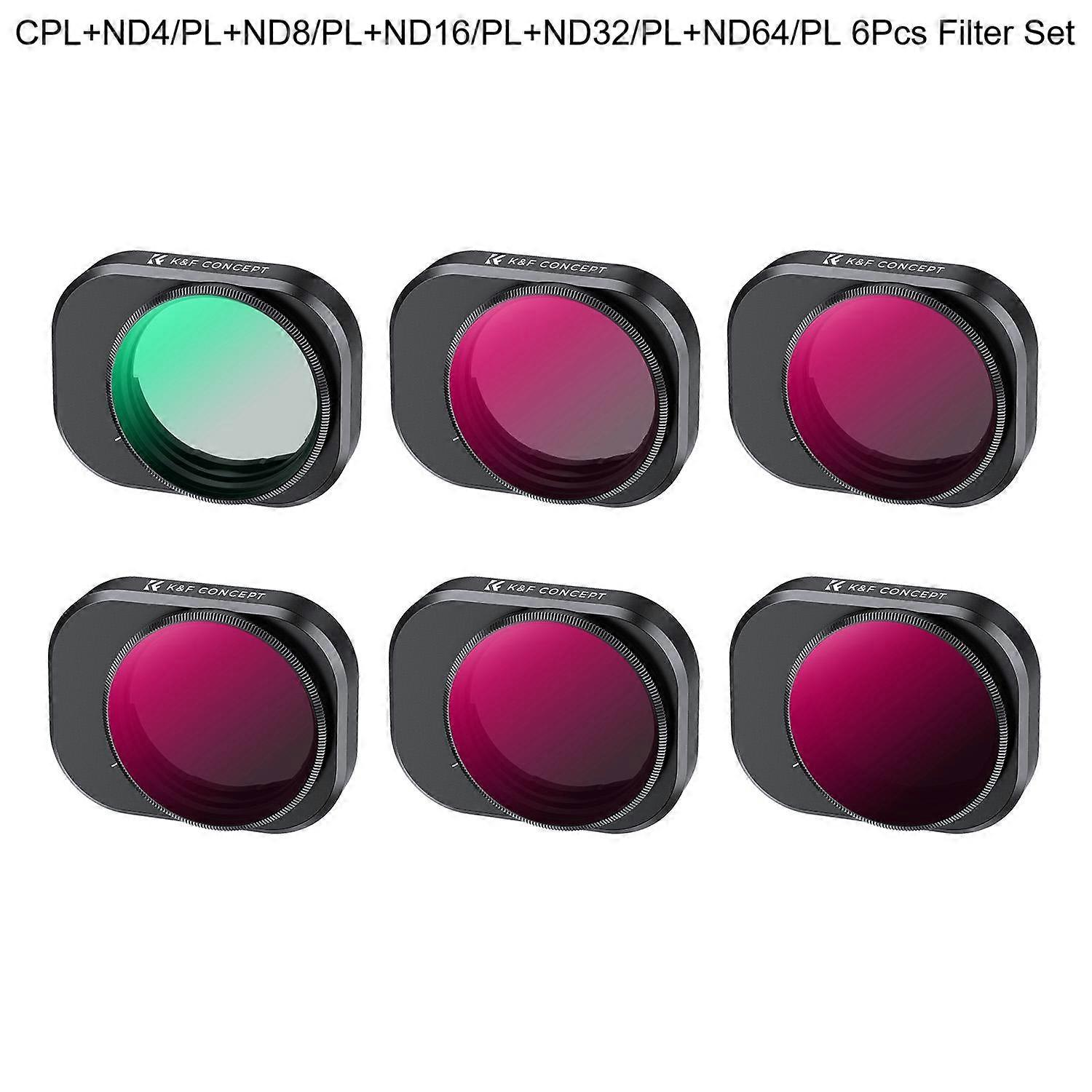 K&F Concept Lens Filter Set 6Pcs for DJI Mini 4 Pro (CPL ND4/PL ND8/PL ND16/PL ND32/PL ND64/PL) with 28 Multi Layer CoatingsRemote Control Toy Accesso