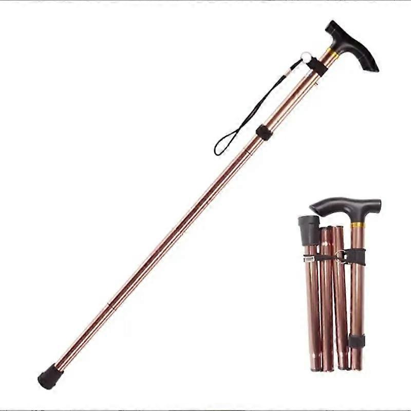 Climbing Stick Four-section Telescopic Folding Hiking Pole Trekking Poles Aluminum Alpenstock Mountaineering Old Man Stick Cane Canes & Walking Sticks