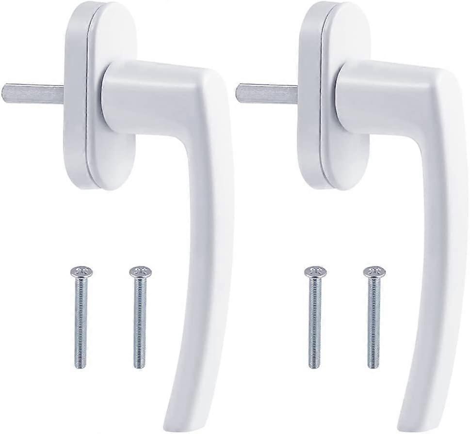 2-part aluminum window handle (white), hidden screws, metal rod,