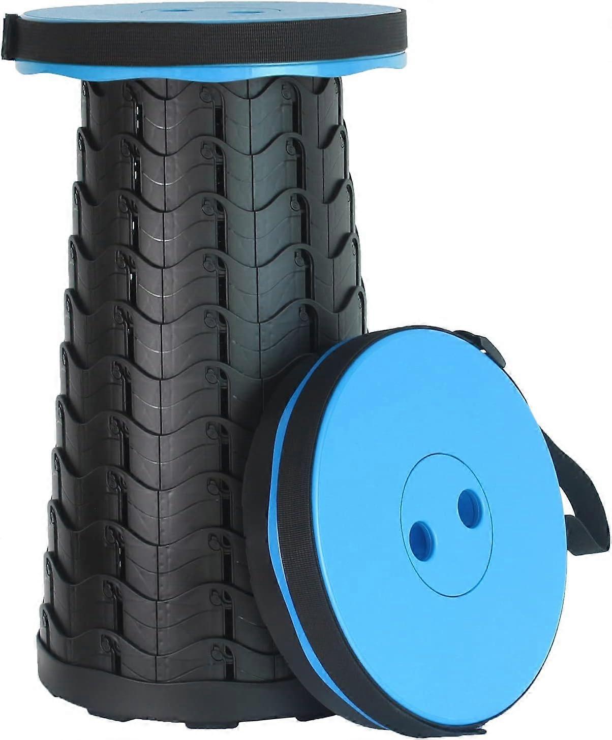 Portable Folding Stool(Blue) - Max Load 400 LB - Telescopic Stool for Camping, Travel, Fishing