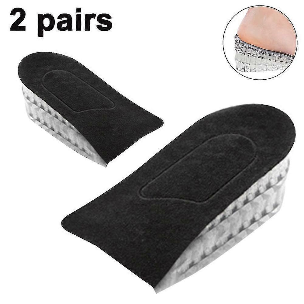 2 Pairs Heel Lift Inserts Height Increase Insole Invisible Heightening Insole Sillicone 3-layer Heel Support Insoles Height-adjustable Shoe Pads Foot
