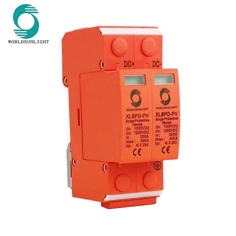 Worldsunlight TUV CE DC SPD 20KA~40KA 1000VDC 2P House Surge Protector Protection Protective Low-Voltage Arrester Device