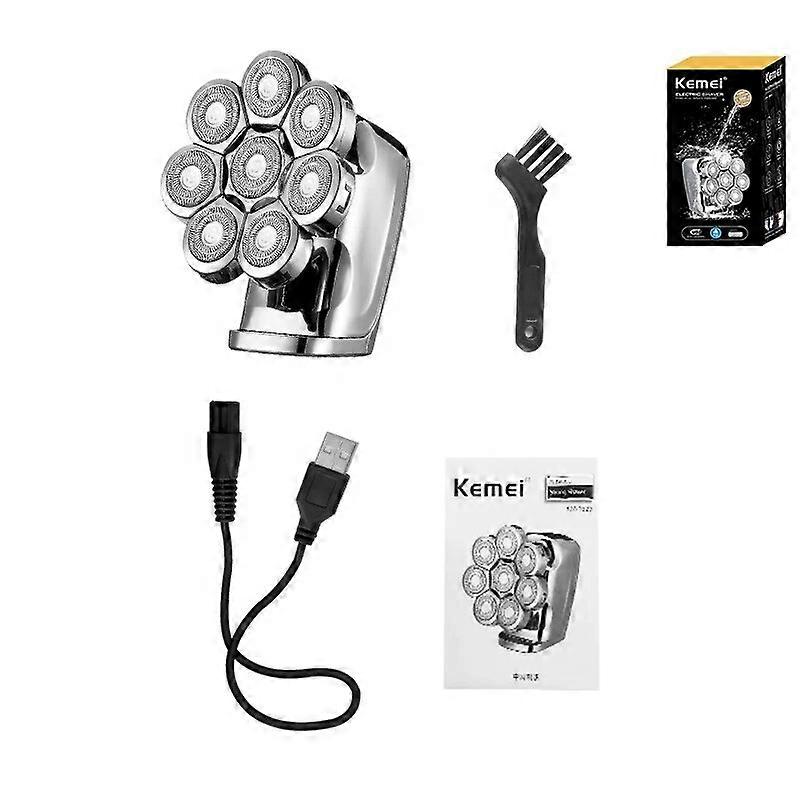 Kemei 8 Heads Electric Shaver 8D Men Rechargeable Rotary Beard Razor Waterproof Wet Dry Portable Mini Shaving Machine for Bald