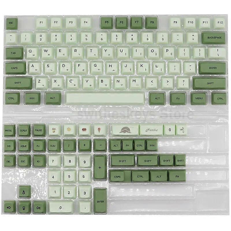 Matcha Sublimation PBT Keycaps Similar XDA Profile Korean English Japanese 124 Key Keycap Mechanical Keyboard Key-cap
