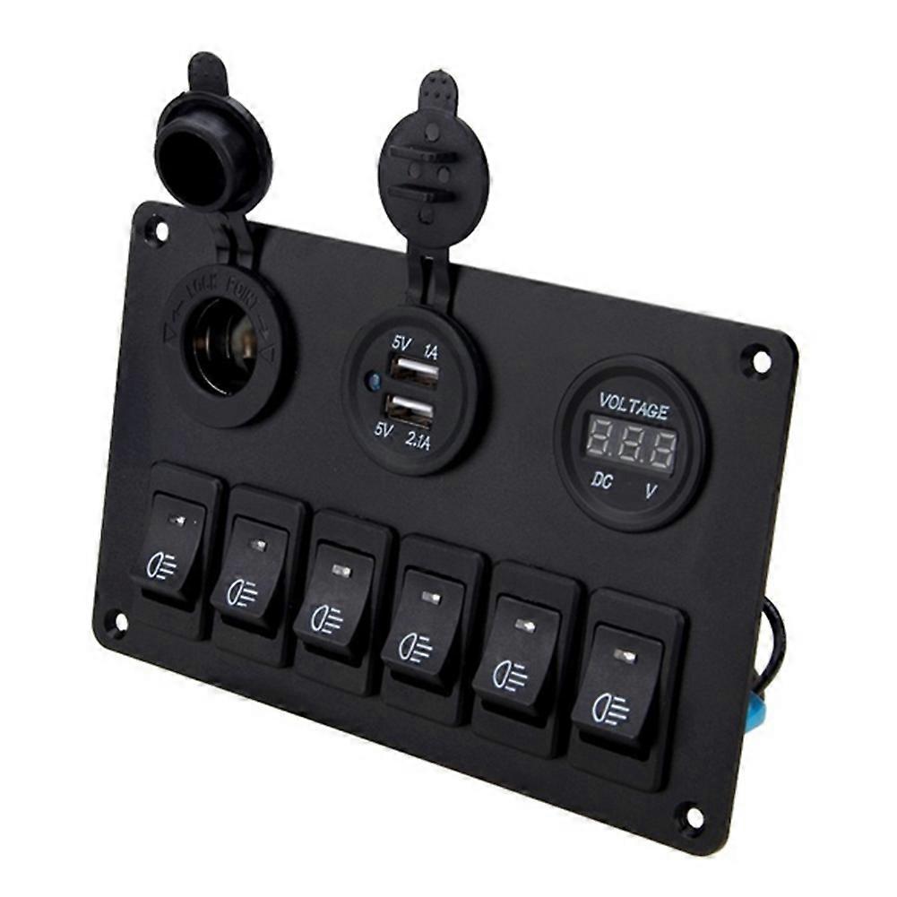 12-24V 6 Gang Car Marine Boat Circuit Board Voltage Display Switch Control Panel