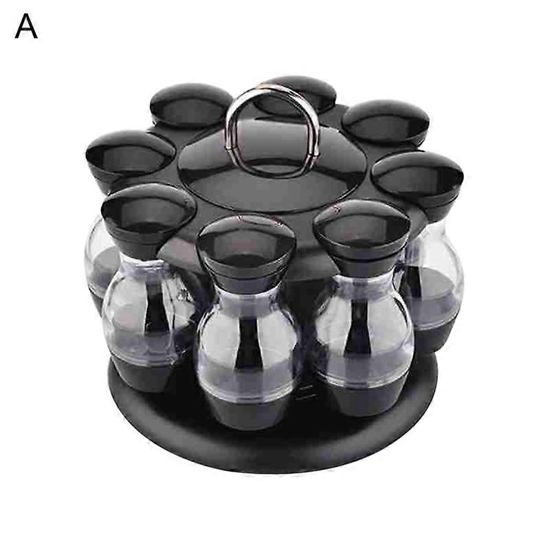 1 Set Spice Jar Eco-friendly Space-saving Plastic Condiment Jar with Storage Rack for Dorm