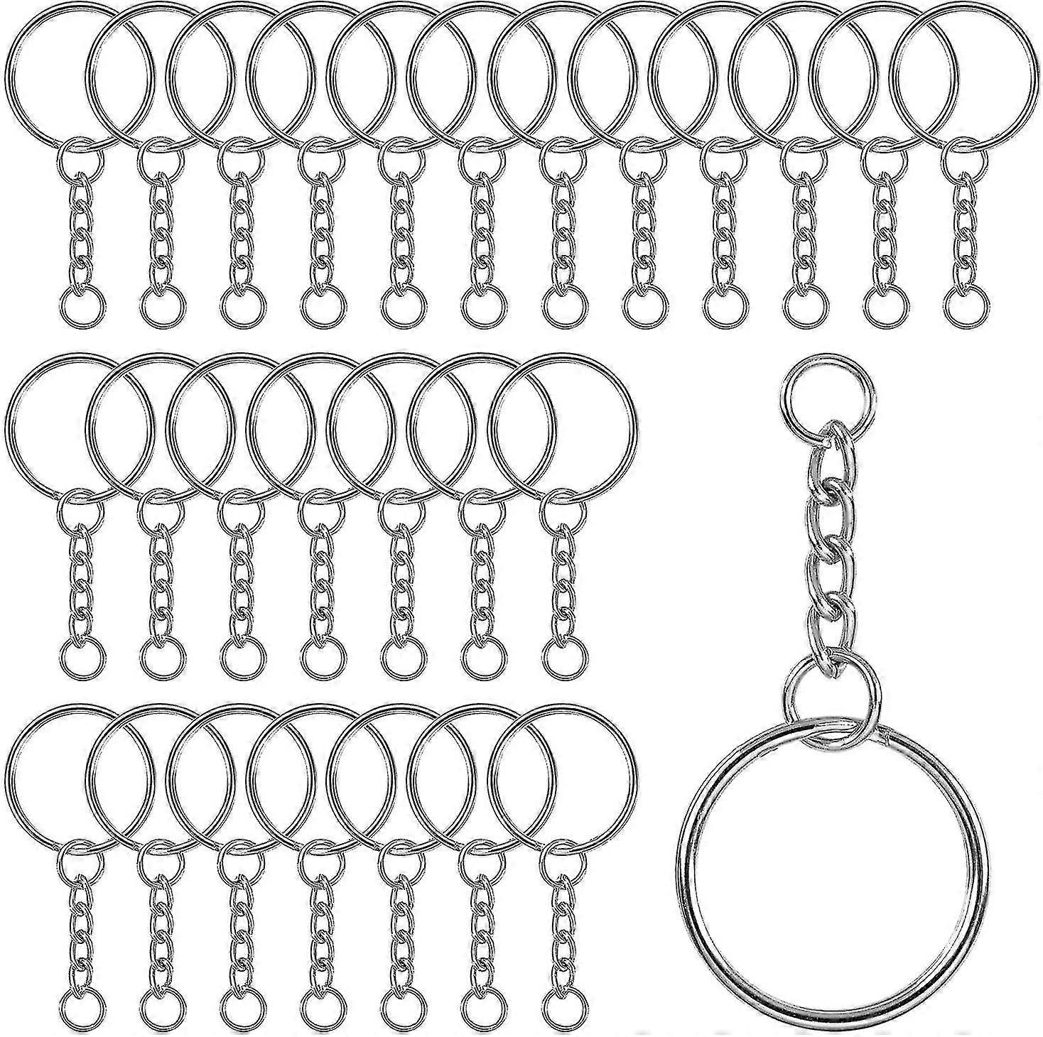 100 Pcs Key Chain Ring, 25 Mm Key Ring With Chain Silver Keychain With Rings