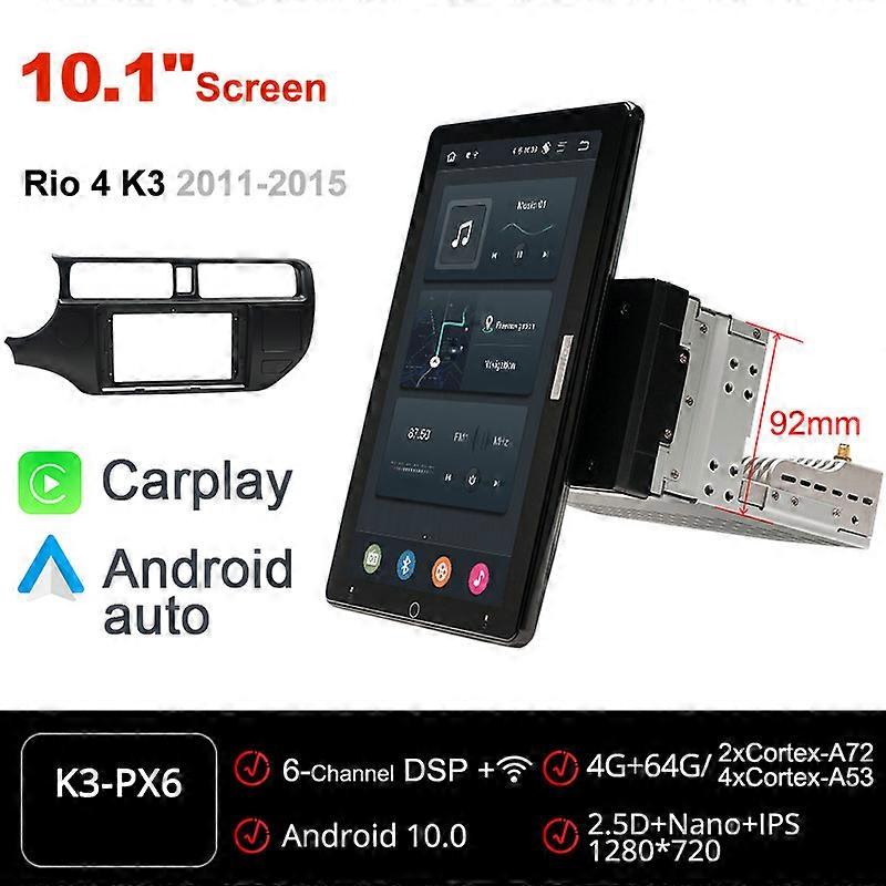 Tesla PX6 Android 10 Voiture Lecteur DVD Rotatif 1920 * 1080 IPS Navigation GPS Multimédia Stéréo Audio Pour KIA K3 RIO 4 2011-2015
