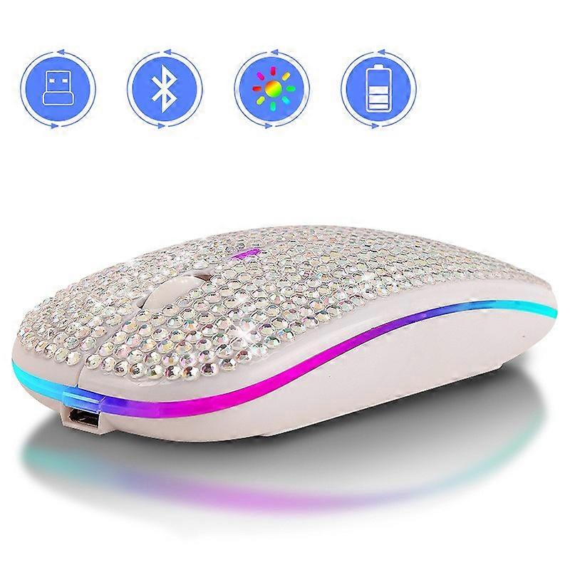 Dazzling Rechargeable 2.4ghz Ultra Thin Wireless Mouse Covered Wwith Crystal