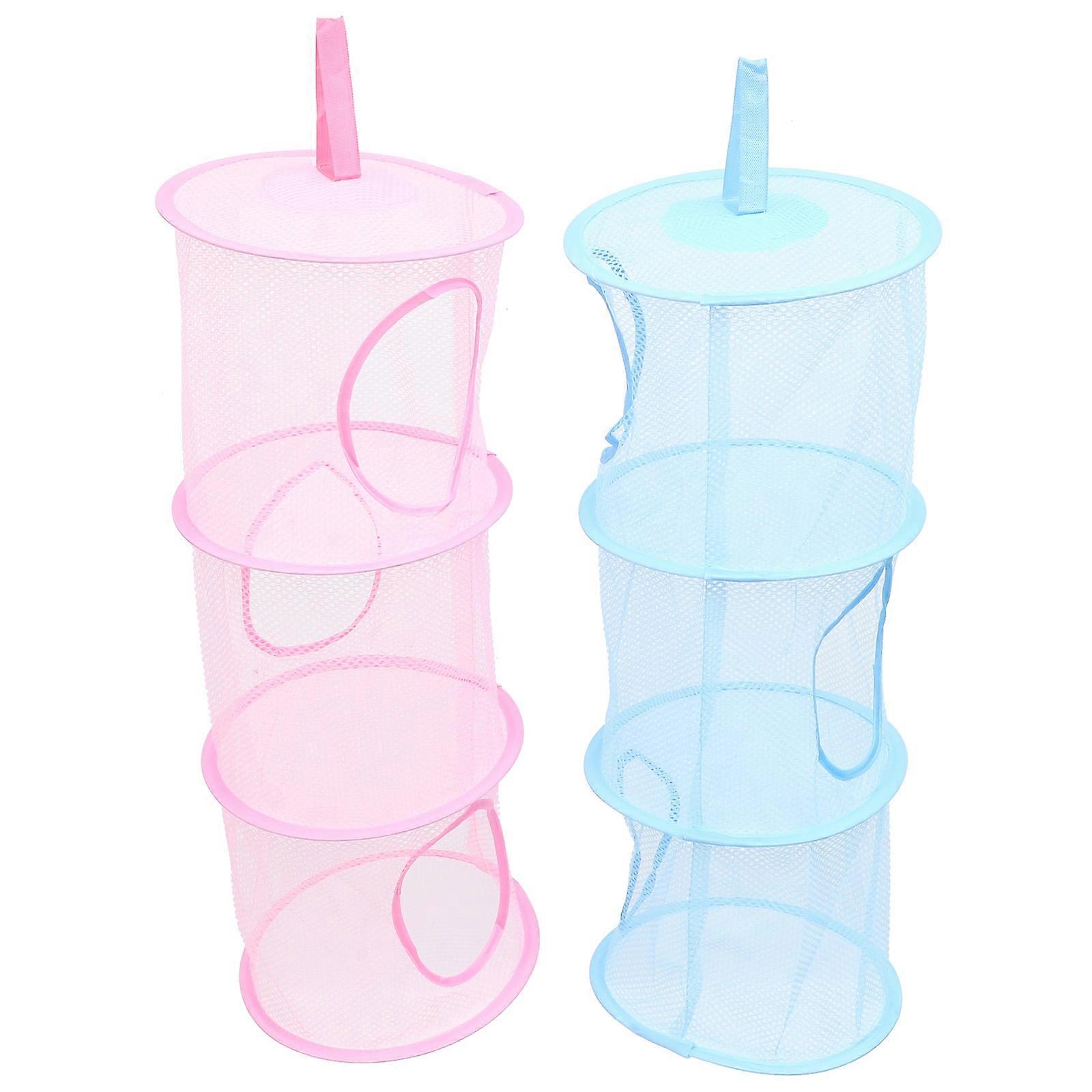 2pcs Foldable Underwear Drying Hammock 3-grids Sock Drying Rack Hanging Stuffed Animal Storage Net