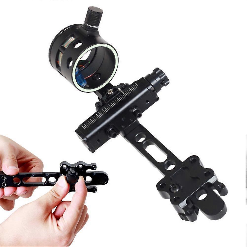 Compound Bow Sight 1 Pin Long Bar Bow Sight with Micro Click Adjustments Lens Can Be Installed