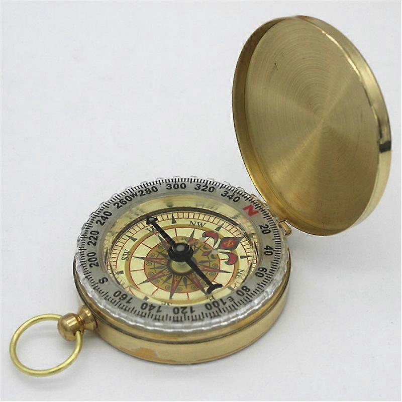 JUEGE* 1pc G50 Pure Copper Pocket Watch With Flip Compass - Multifunctional Outdoor Mountaineering Tool With Luminous Dial And Protective