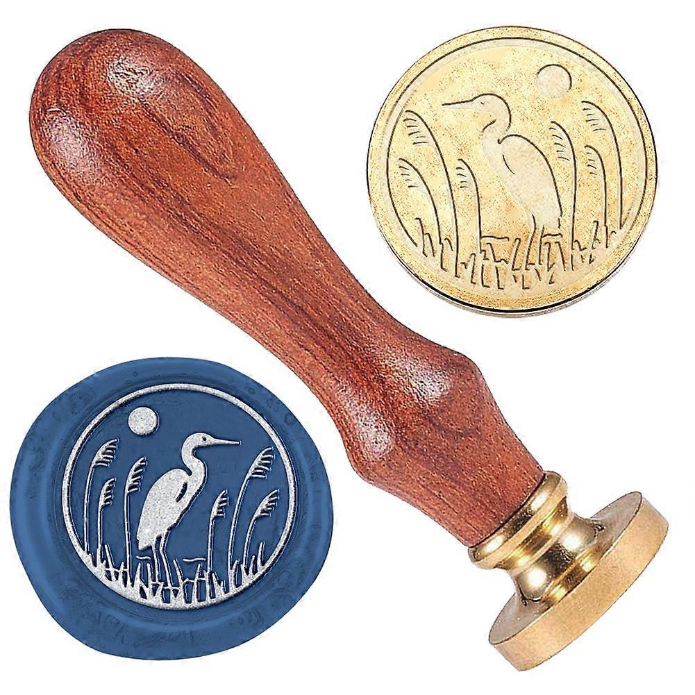 Heron Wax Seal Stamp Wedding Invitations Embossed Stamp Sealing Removable 1" Brass Wax Seal Stamp Head with Wooden Handle Envelopes Gift Packing Decor