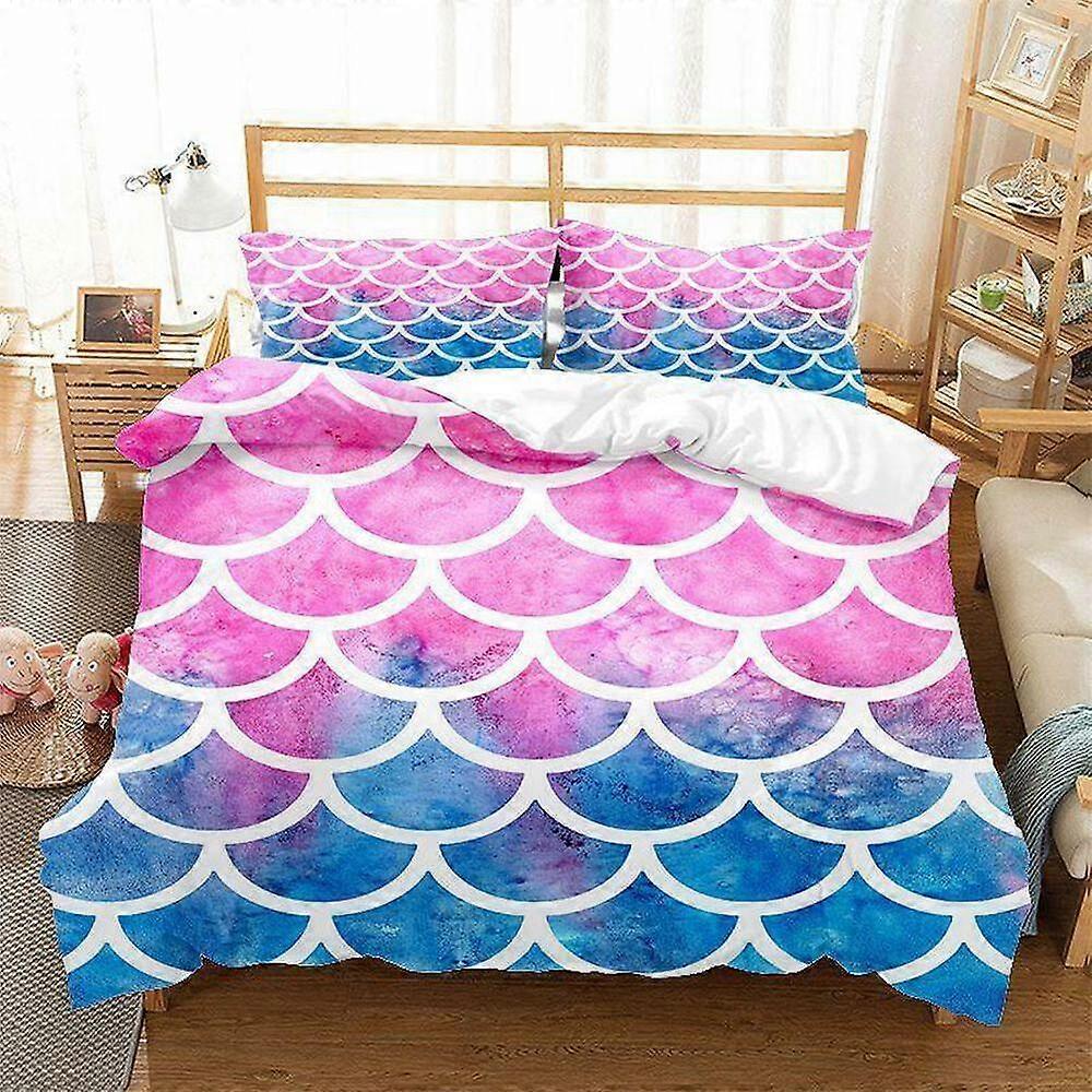 v1063 Lençóis Gradiente Escamas de Peixe Conjunto de Capa de Edredão Colcha Roupa de Cama Doona Capa Lençóis IU1063