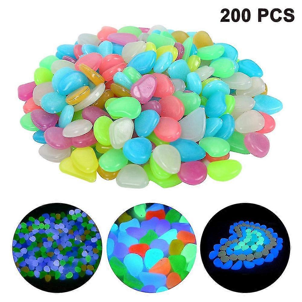 200pcs Luminous Pebbles Glow Stones For Walkways,multicolor