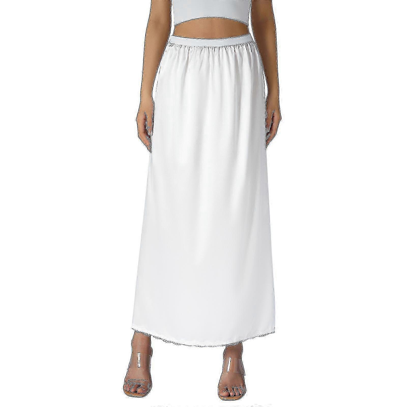 Half Slip Lace Long Elastic Waist Underskirt Women's Satin Half Slips