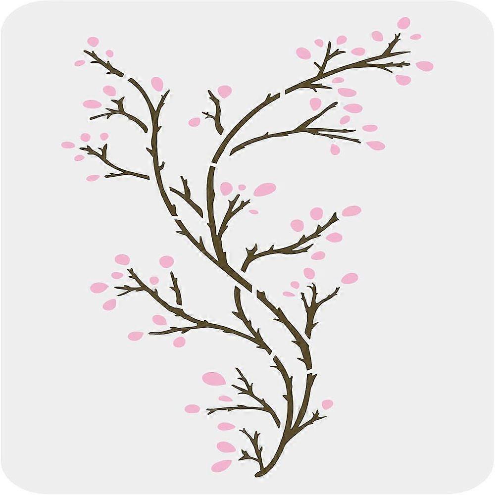 1pc Branch Painting Stencils 11.7x8.3 inch Large Bare Branches & Budding Flower Drawing Stencil Plastic PET Tree Branch Stencil DIY Art Crafts for Pai