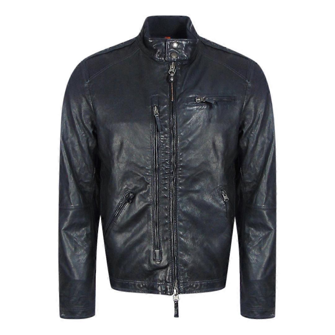 Parajumpers Justin Leather Pencil Dark Grey Leather Jacket