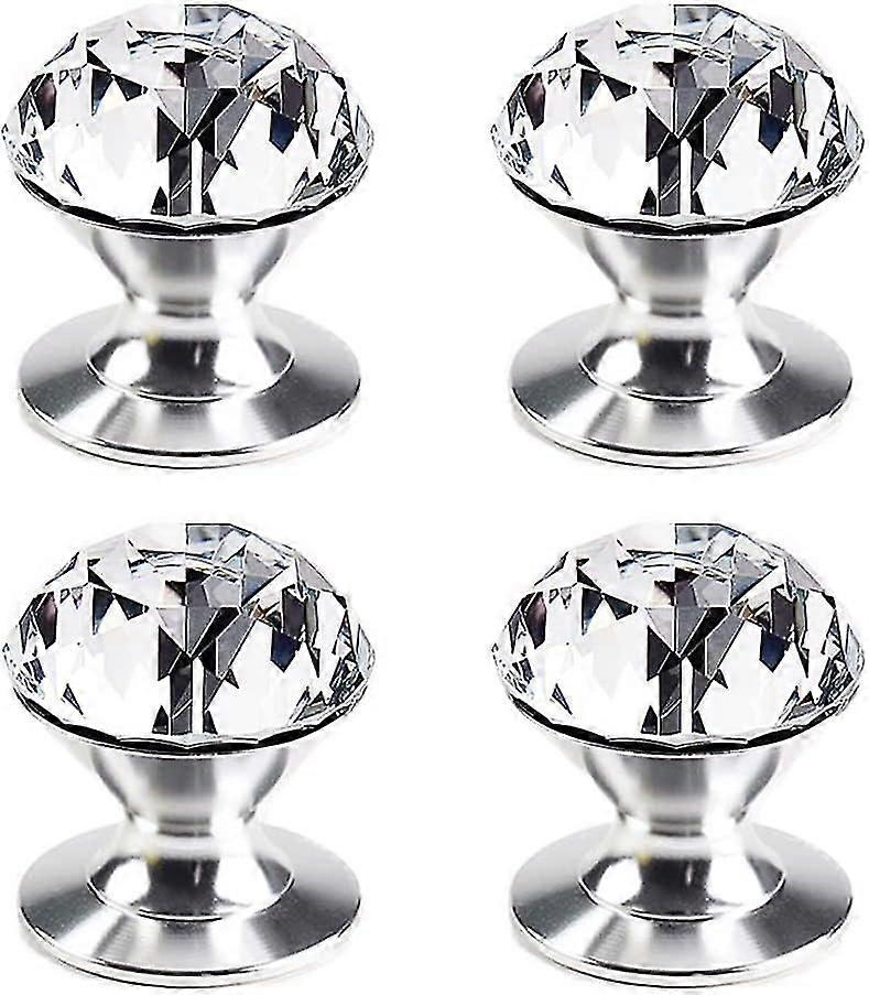 4pcs Crystal Self Adhesive Knobs Aluminum Self Adhesive Knob Pull Handle Self Adhesive Handle Removable Replacement Knob