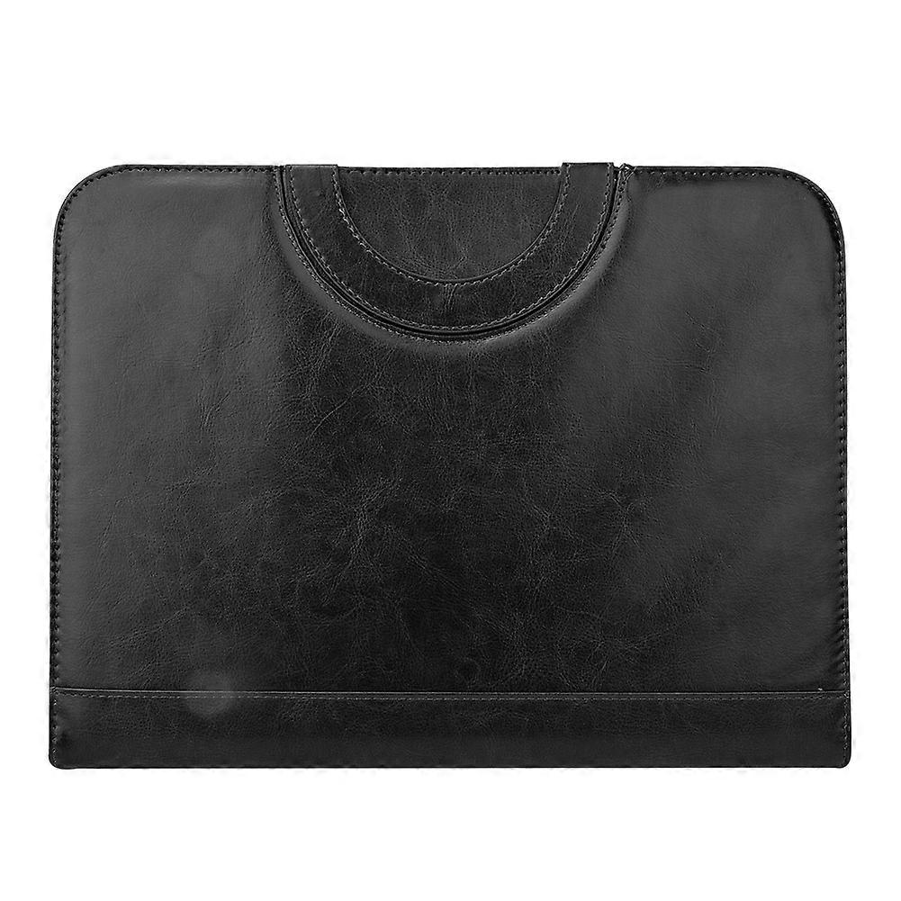 A4 PU Document Clipboard File Folder Zipper Bag Business Meeting Paper Organizer Office SuppliesBlac