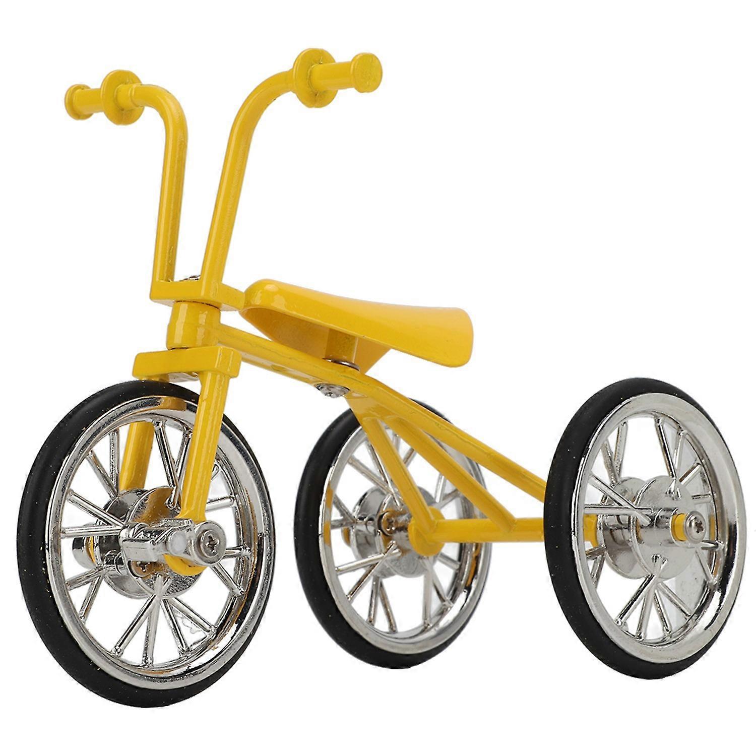 Toy Tricycle Model 3D Car Model Removable Tricycle Ornament Metal Rubber Bike Ornament for Any Age f