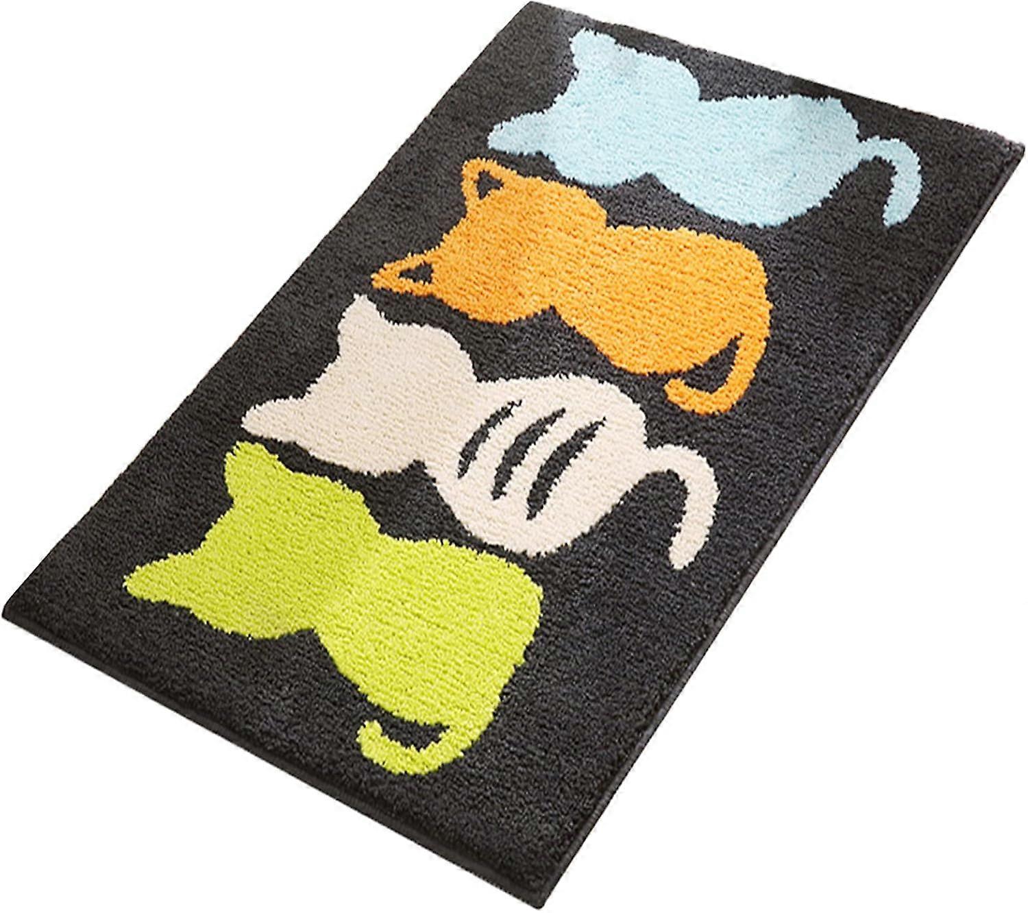 Bathroom Carpet - Black Four Kittens