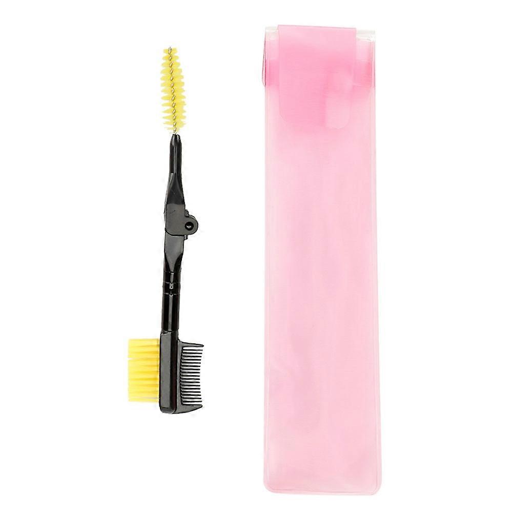 Double Ended Folding Eyebrow Comb Eyelash Brushes Mascara Comb Applicator (Yellow)