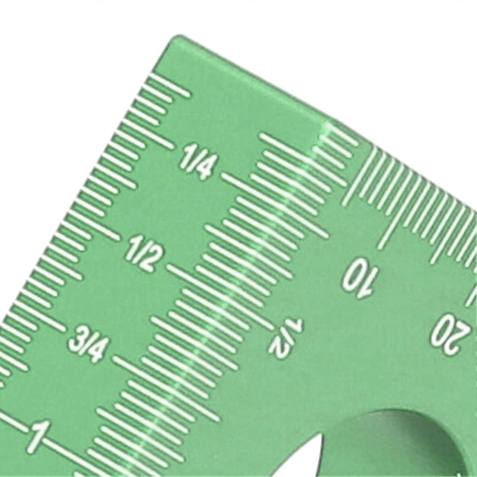 3" Right Angle Ruler Thick Aluminum Alloy 45 Degree Angle Triangle Square Woodworking Tools Green