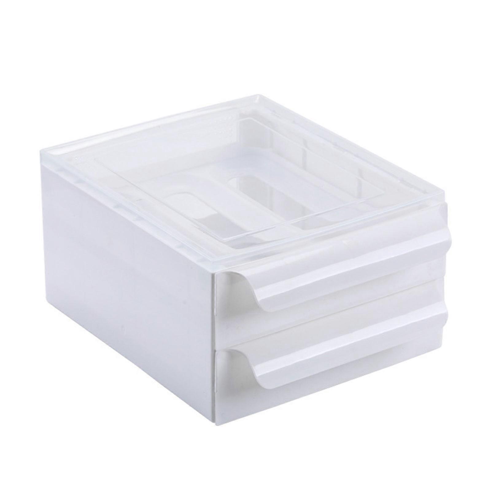 Eggs Holder Practical Eggs Dispenser Tray Practical Eggs Organizer Storage Container with Double Drawers Kitchen Tool White