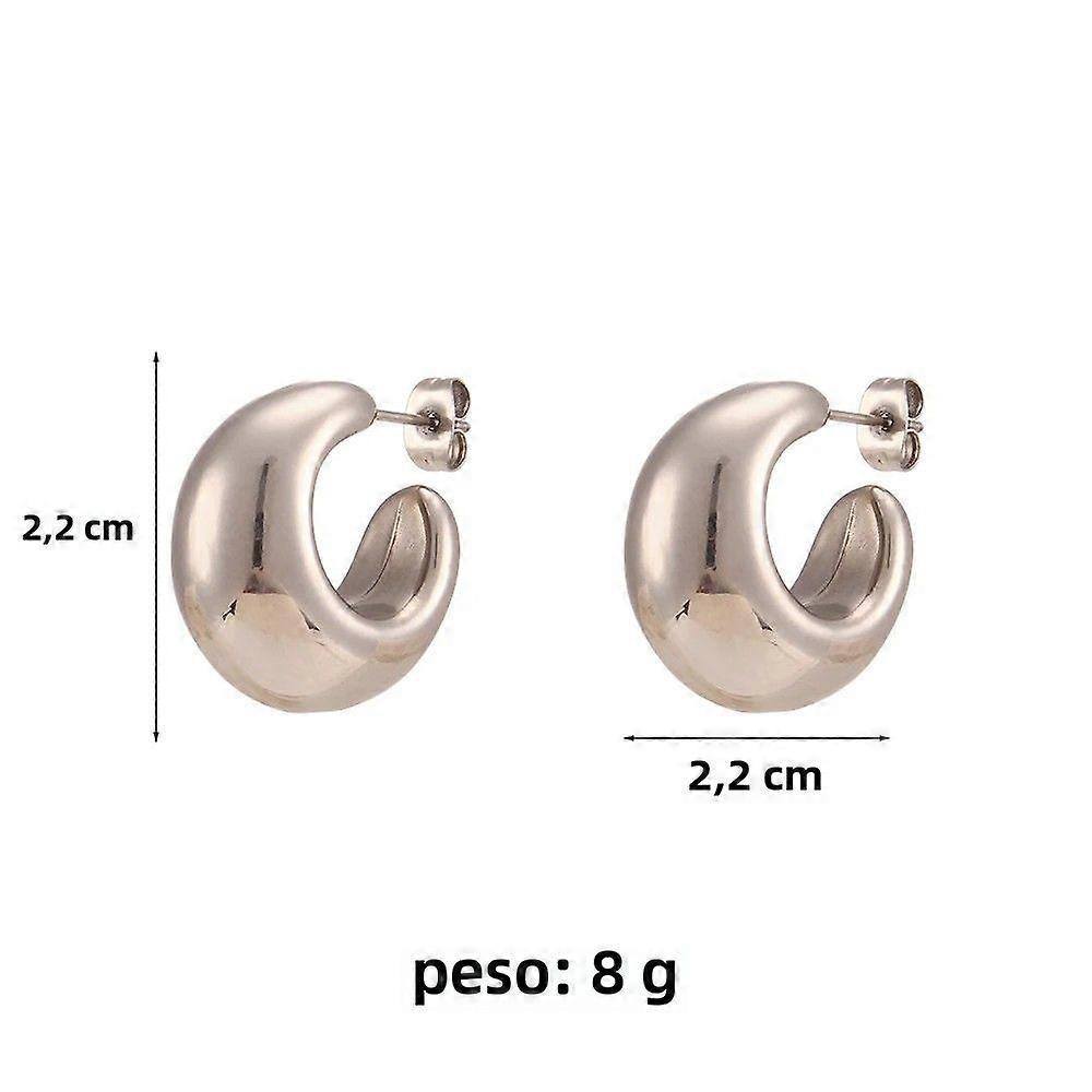 Women's Sterling Silver Geometric Ring Earrings Waterproof Trendy Style Size 30mm For Daily Wear