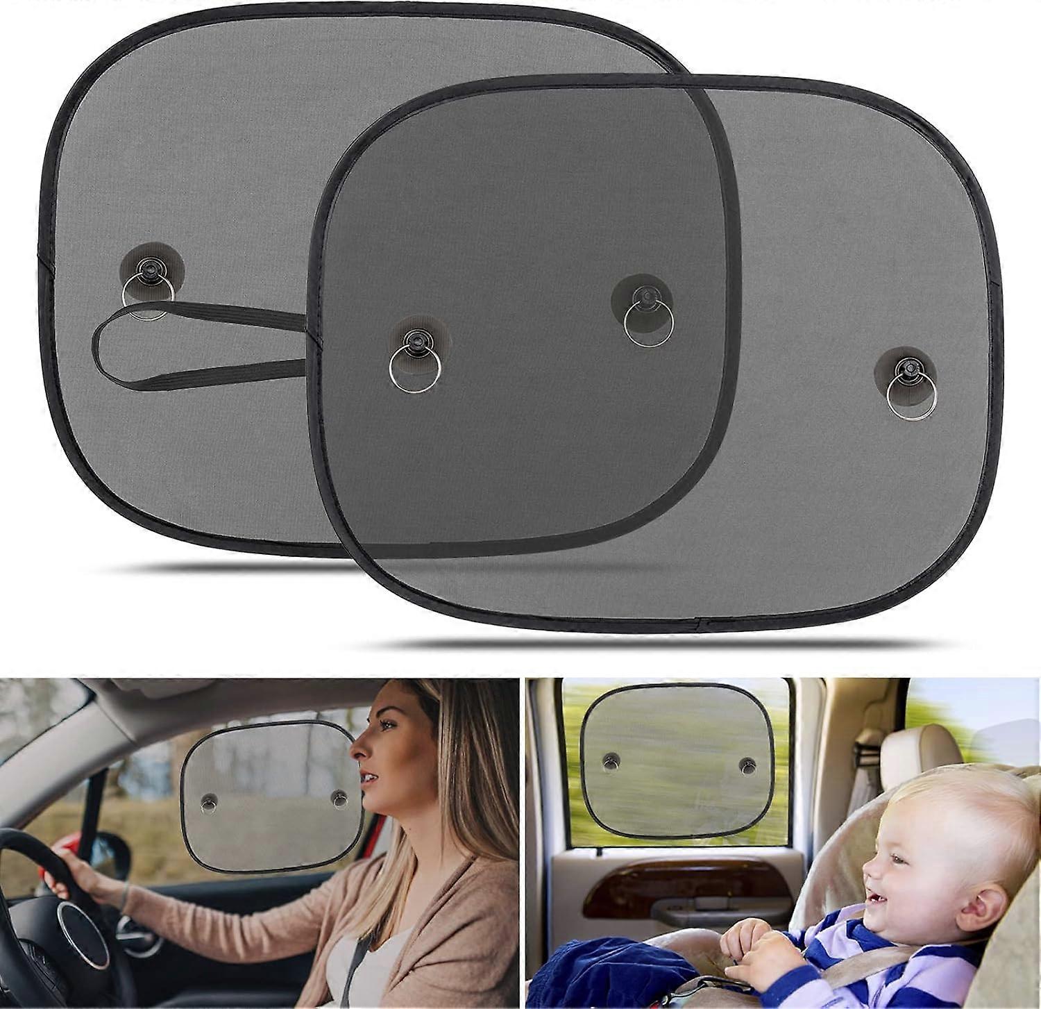 Universal Car Side Window and Rear Window Curtains, 2-Piece Set, Black Sunshade, UV Protection, Compatible with Most Vehicles