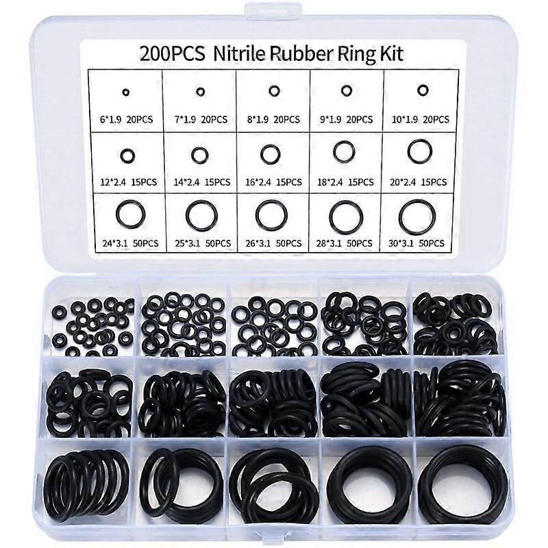 200Pcs Assorted Nitrile Rubber O-Rings, Kitchen Faucet O-Rings, Plumbing, Rubber O-Rings