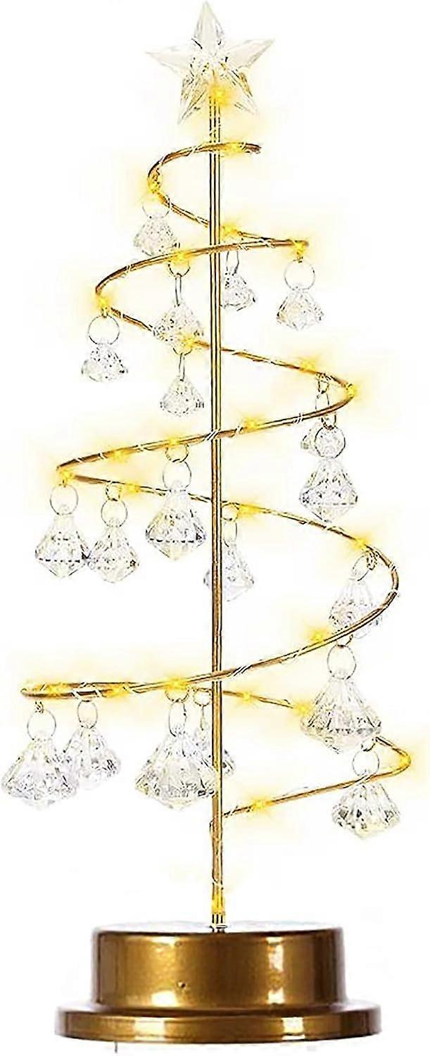 Warm Light Crystal Tree, Personalized Christmas Trees with Sturdy Frame, Battery Operated Tabletop Metal Lamp for Any Celebration
