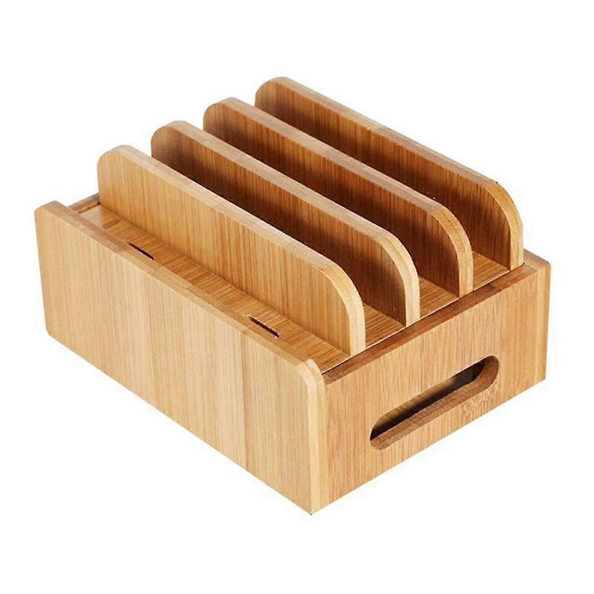 Handy-Flachhalterung Bambusholz Multi-Geräte-Ladestation Organizer Bürohalterung