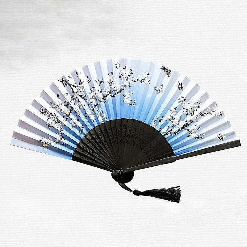 Solfjäder Siden Blå