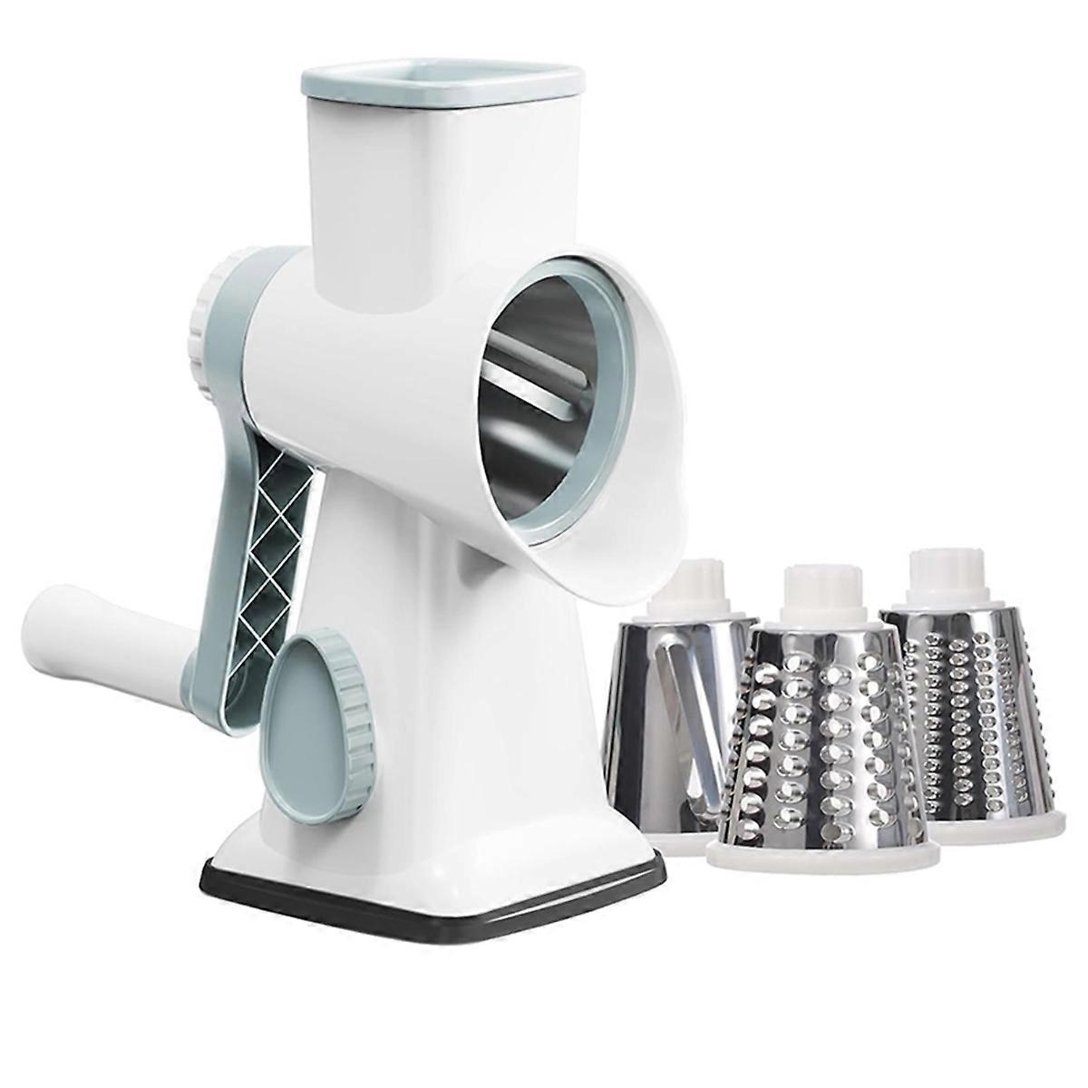3-in-1 Rotary Cheese Grater, Manual Vegetable Slicer White