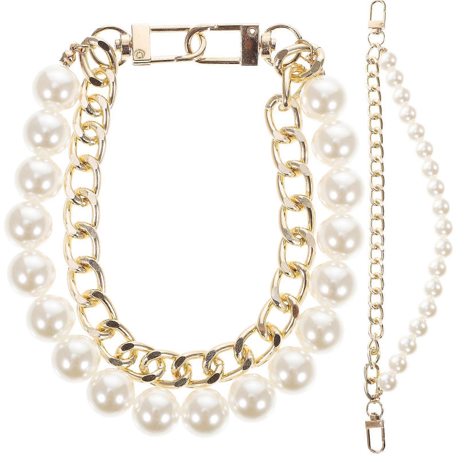 2pcs DIY Handbag Pearl Chain DIY Handbag Strap Shoulder Bag Making Strap Replacement